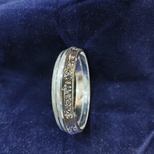 Silver Fancy Om Namo Shivay Design Kada For Men