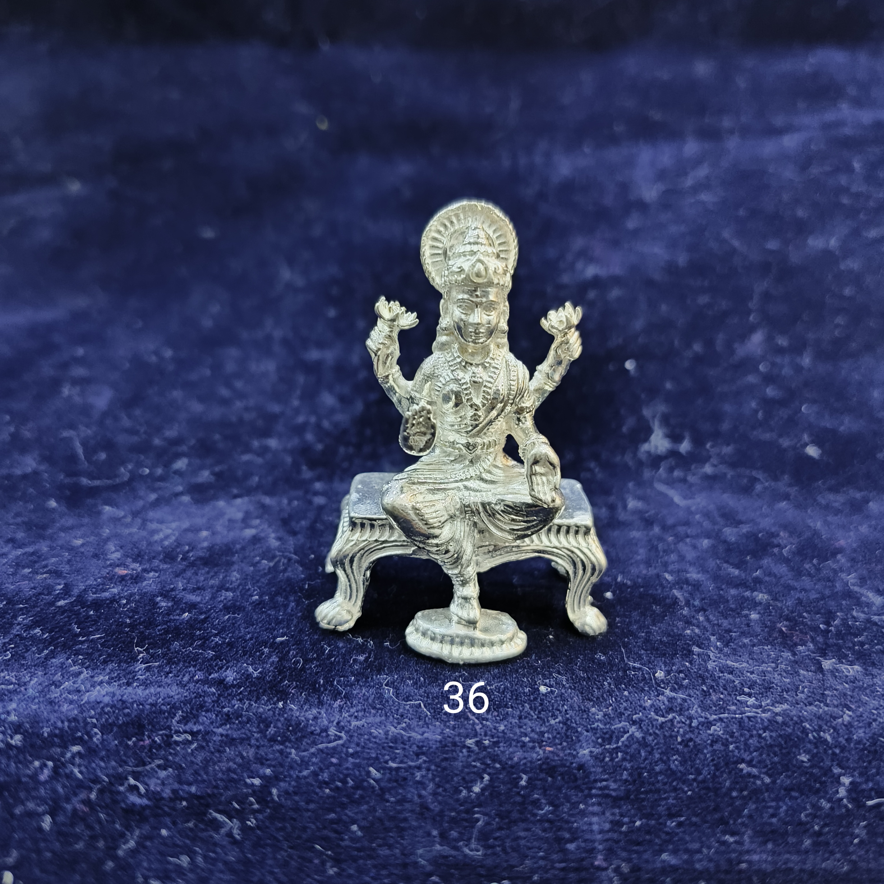 Silver Mahalaxmi Chaurang Idol