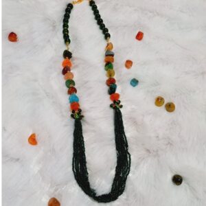 Semiprecious multicolored stones and hydro crystals necklace set