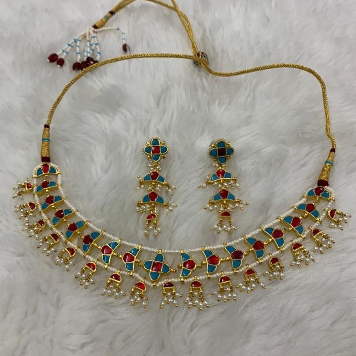 Imitation Colorful Stone Necklace With Earring