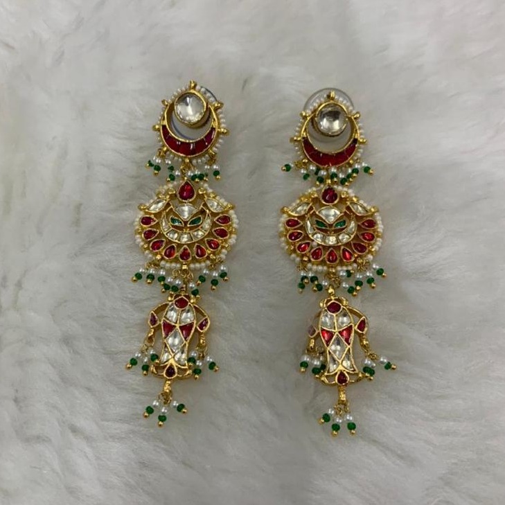 Chandbali Hanging Kundan Earrings
