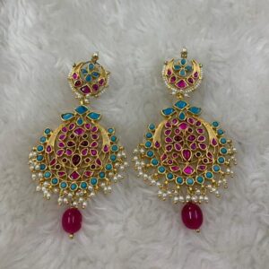 Elegant Blue Stone Latkan Earrings
