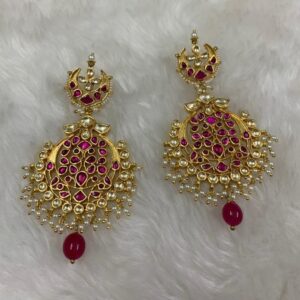attractive Pink Stone Imitation Earrings