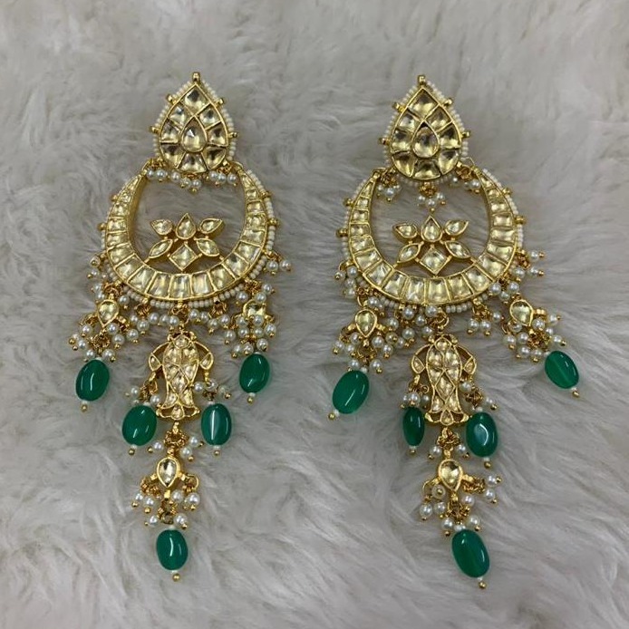 Green Stone Latkan Heavy Earring