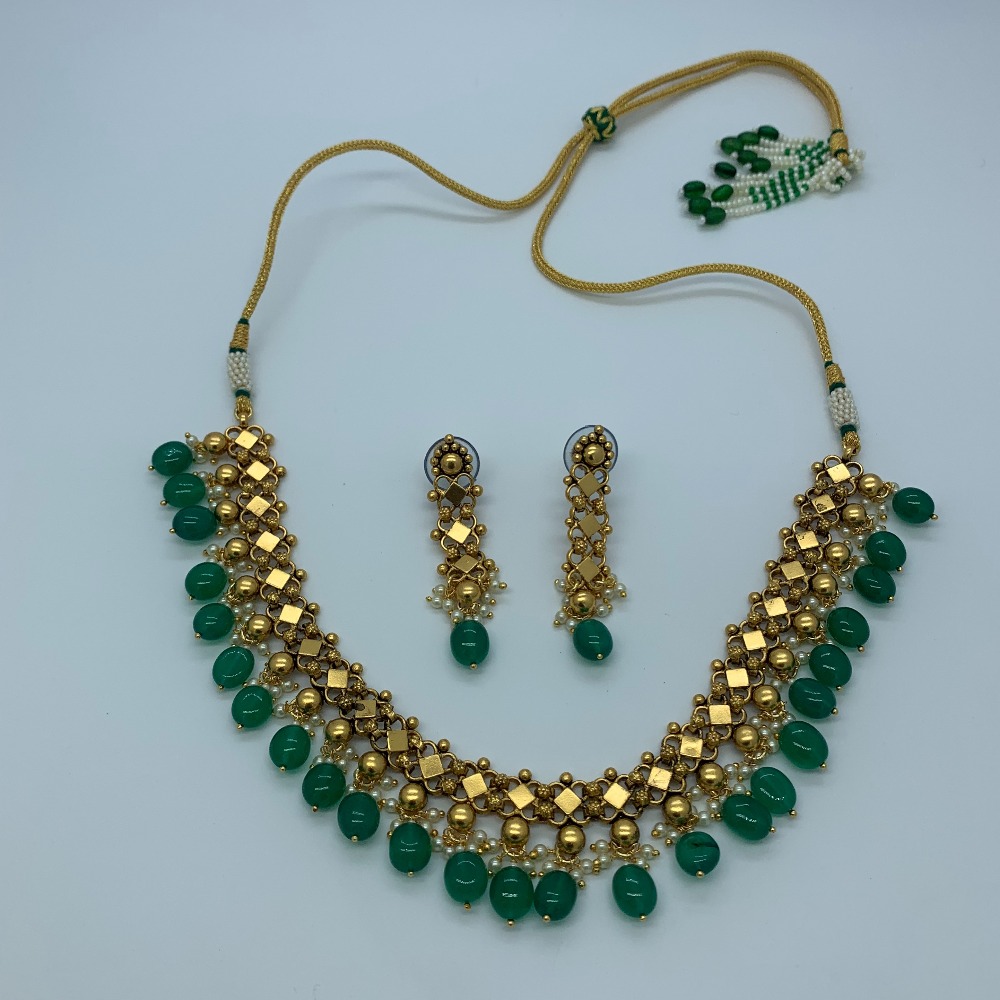 Designer Green Stone Necklace Set