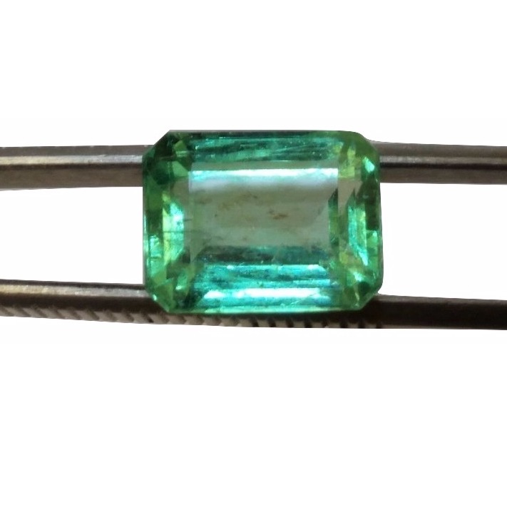 8.60 CTS NATURAL GREEN COLOMBIAN EMERALD MUZO - LOOSE GEMSTONE TRANSPARENT