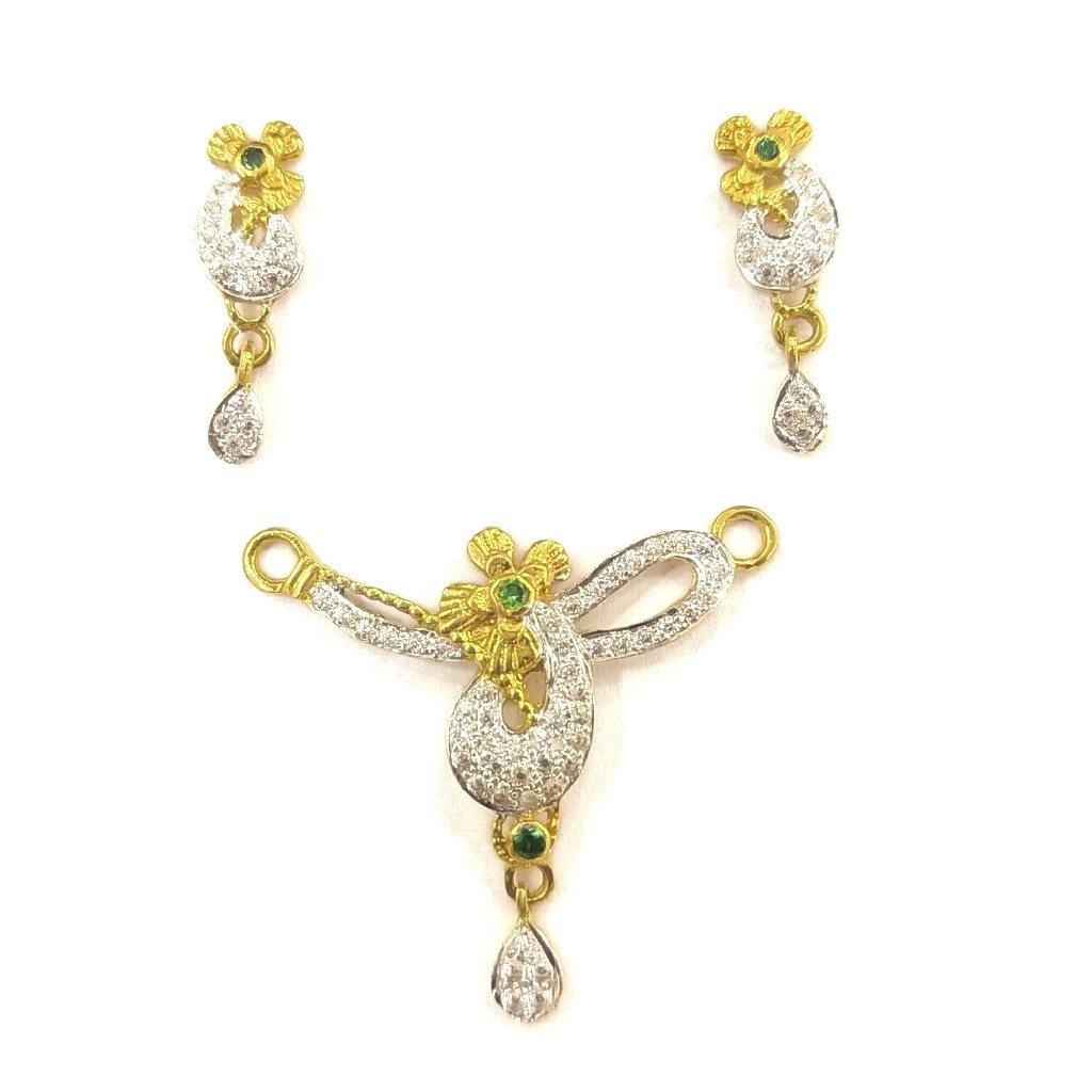 22K GOLD FANCY DAIMOND LADIES MANGALSUTRA PENDANT SET