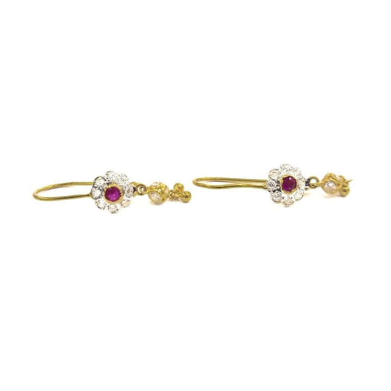 22K GOLD FANCY DIAMOND LADIES BALI