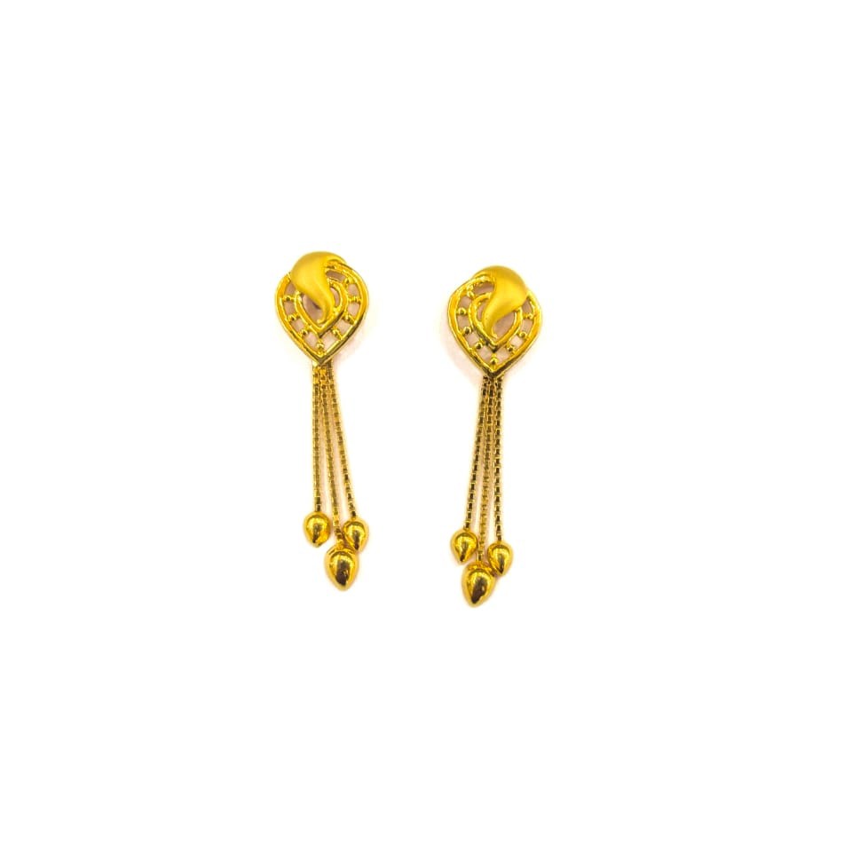 18K GOLD FANCY PLAIN LADIES EARRINGS
