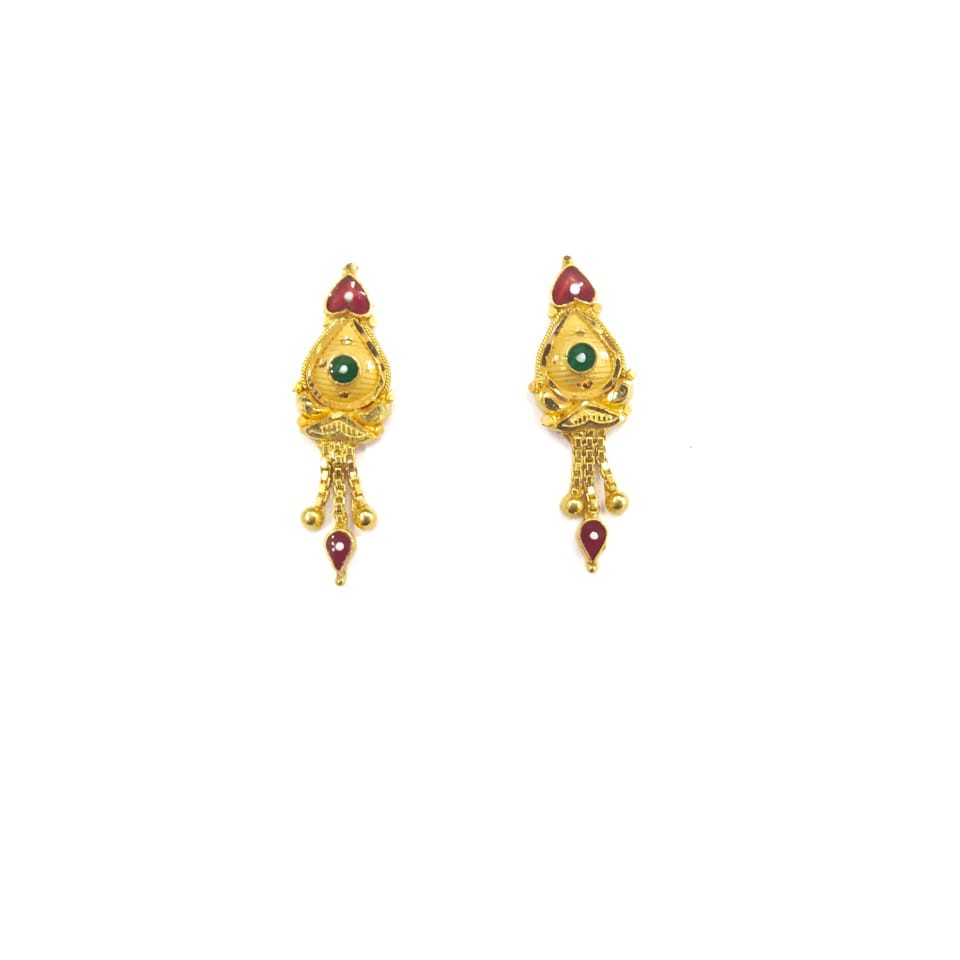22K GOLD FANCY PLAIN LADIES EARRINGS
