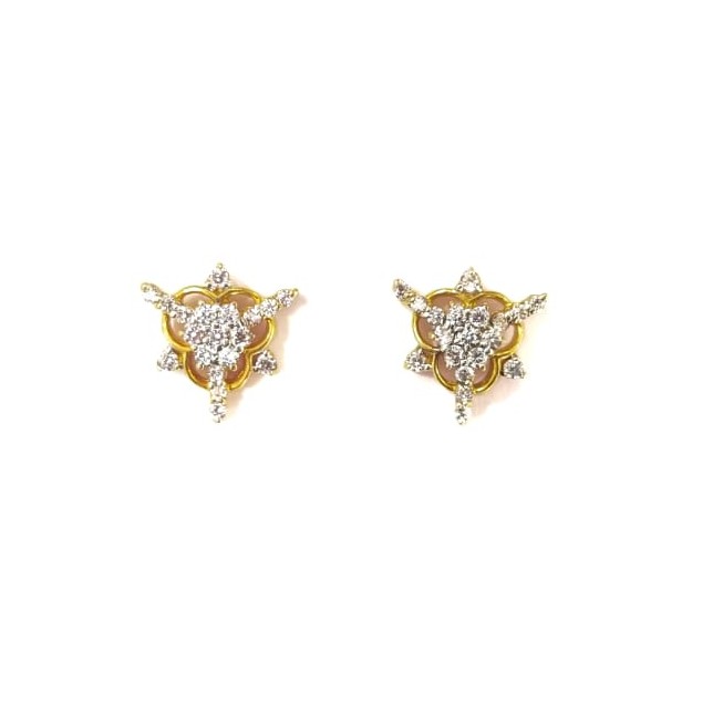 916 HM CERTIFIED GOLD FANCY DESIGN DIAMOND LADIES EARRINGS
