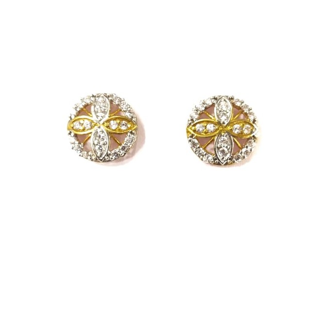 916 HM CERTIFIED GOLD FANCY ROUND DIAMOND LADIES EARRINGS