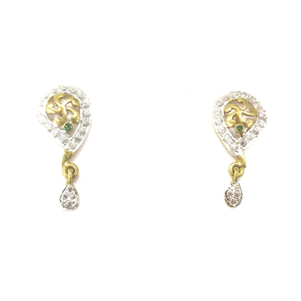 22K GOLD FANCY DIAMOND LADIES EARRINGS