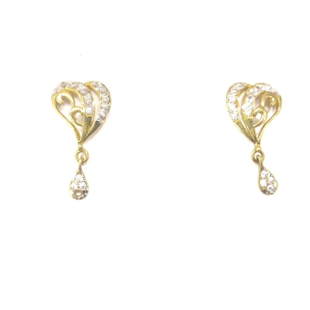 22K GOLD FANCY HEART DESIGN DIAMOND EARRINGS