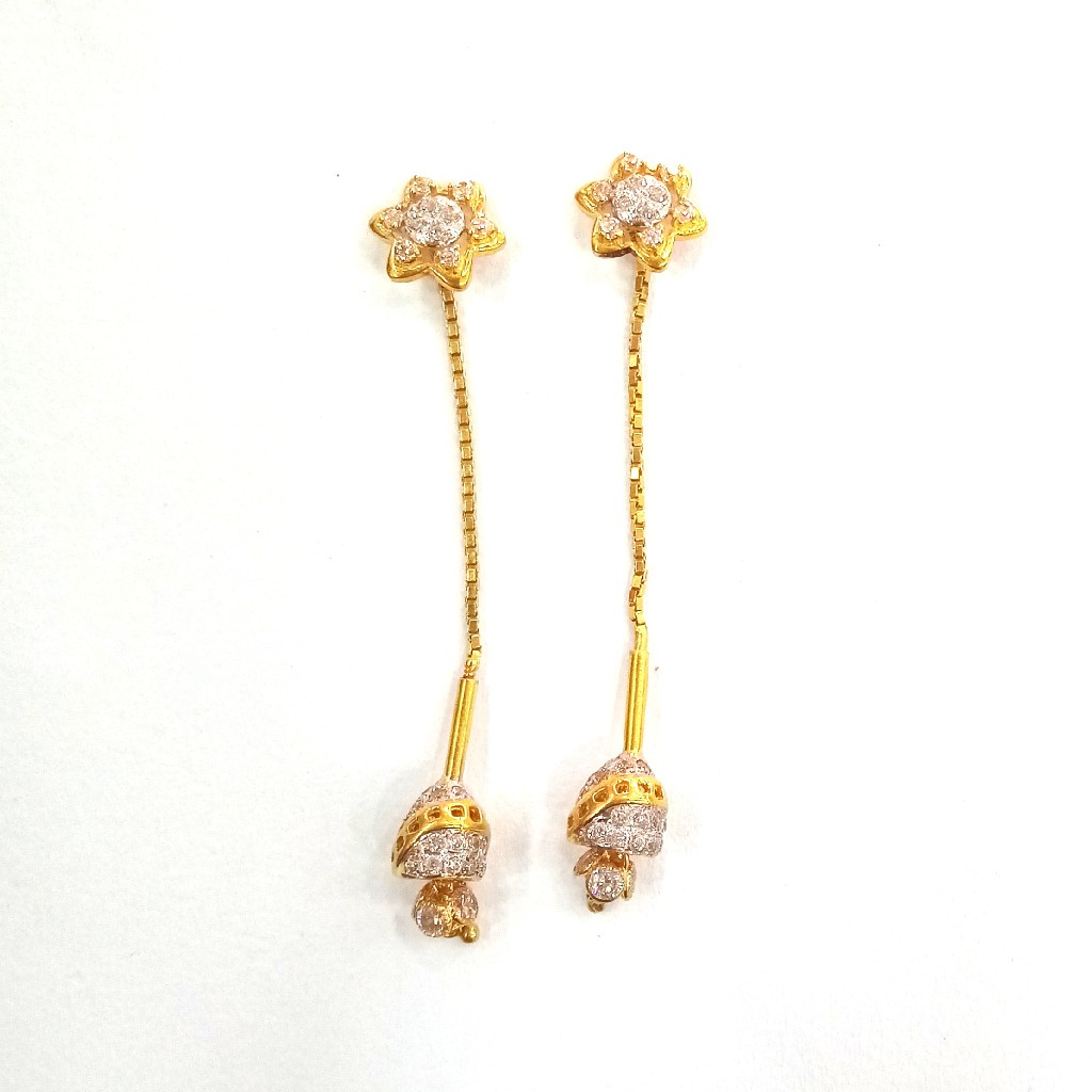916HM GOLD FANCY DIAMOND LADIES EARRINGS