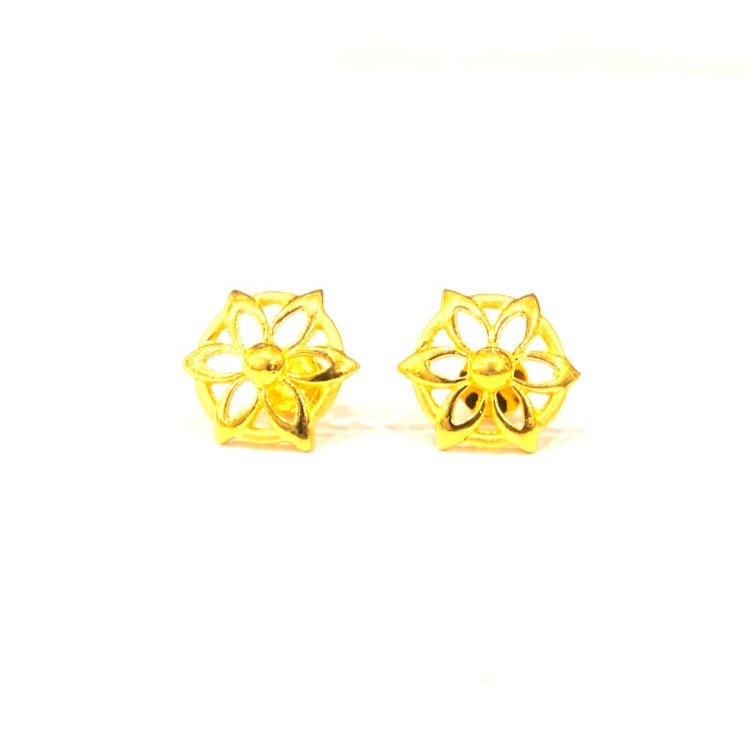 916 HM CERTIFIED GOLD FANCY ROUND LADIES EARRINGS