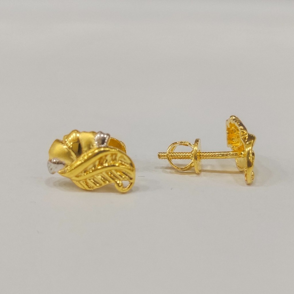 916 HM CERTIFIED GOLD FANCY SOLITER LADIES EARRINGS - Image 2