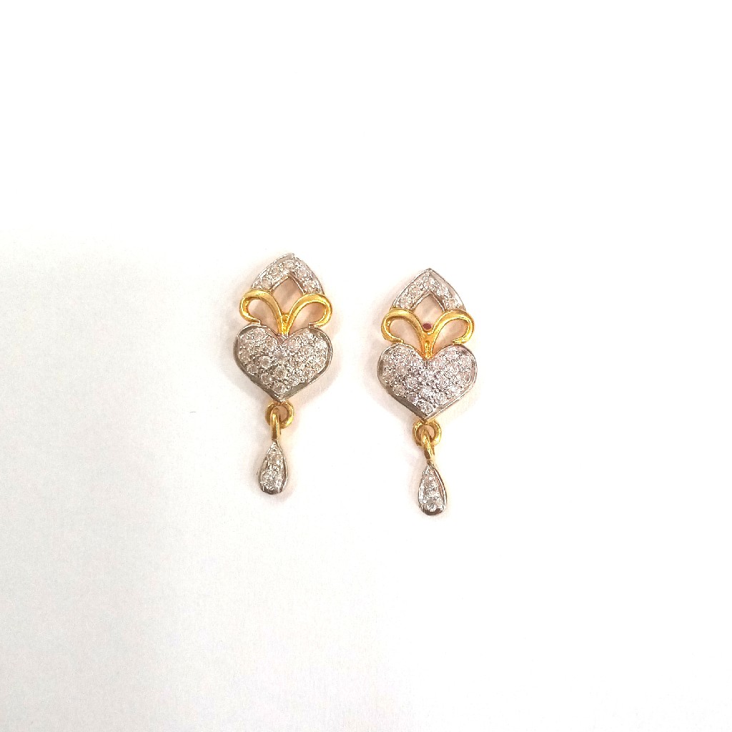 916HM GOLD FANCY DIAMOND LADIES EARRINGS