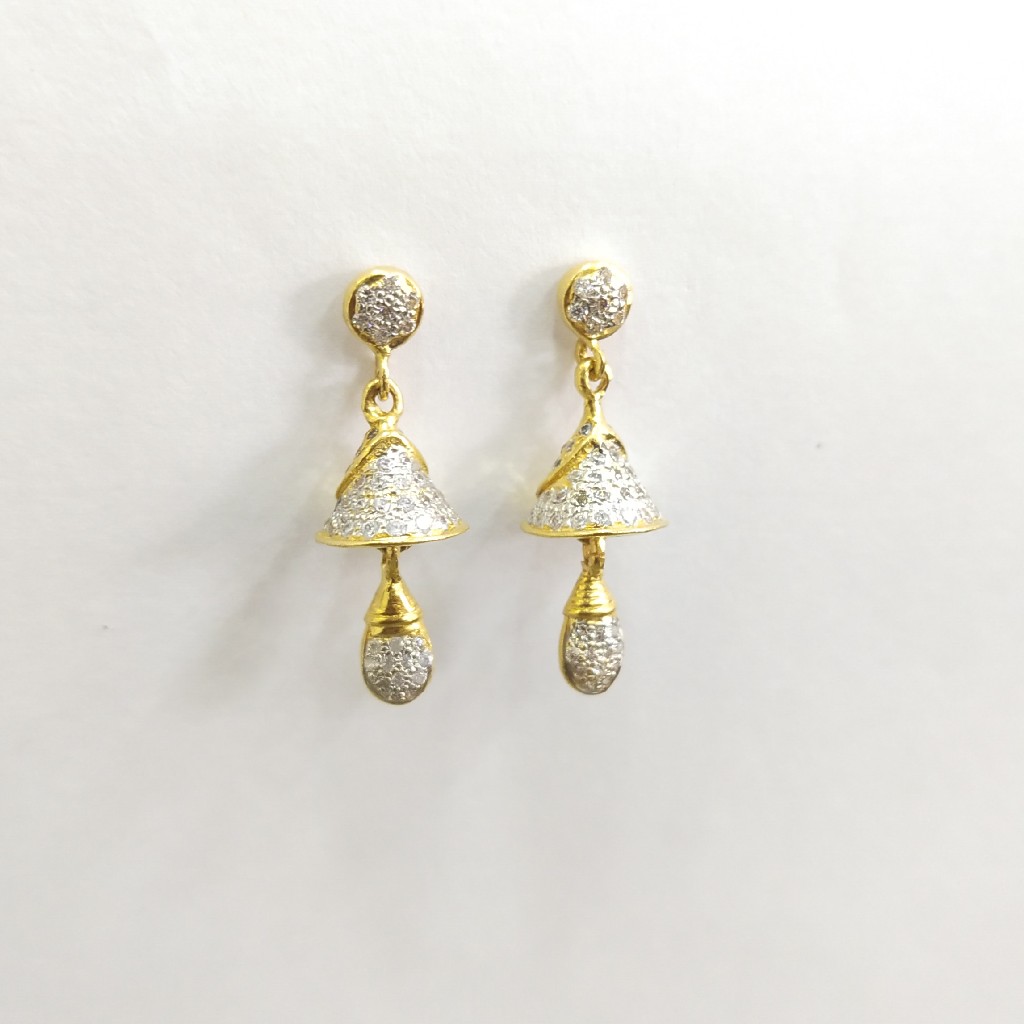 916 GOLD DIAMOND EARRINGS