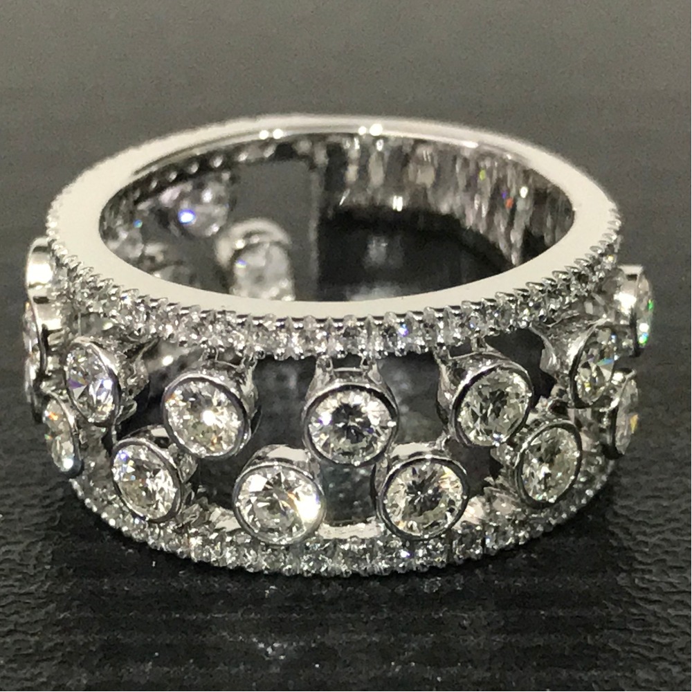 18k White Gold Diamond Bubble Ring RJLR006