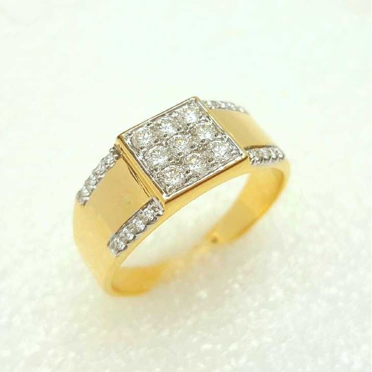 18K Round Natural Diamond Studded Gents ring - Image 3