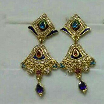 916 Gold CZ Diamond Ladies Earring