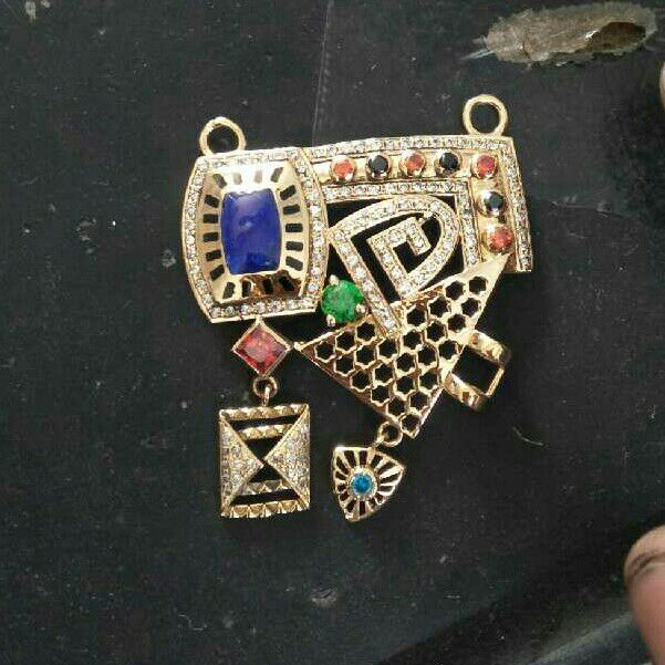 916 Gold Colorful CZ Mangalsutra Pendant - Image 3