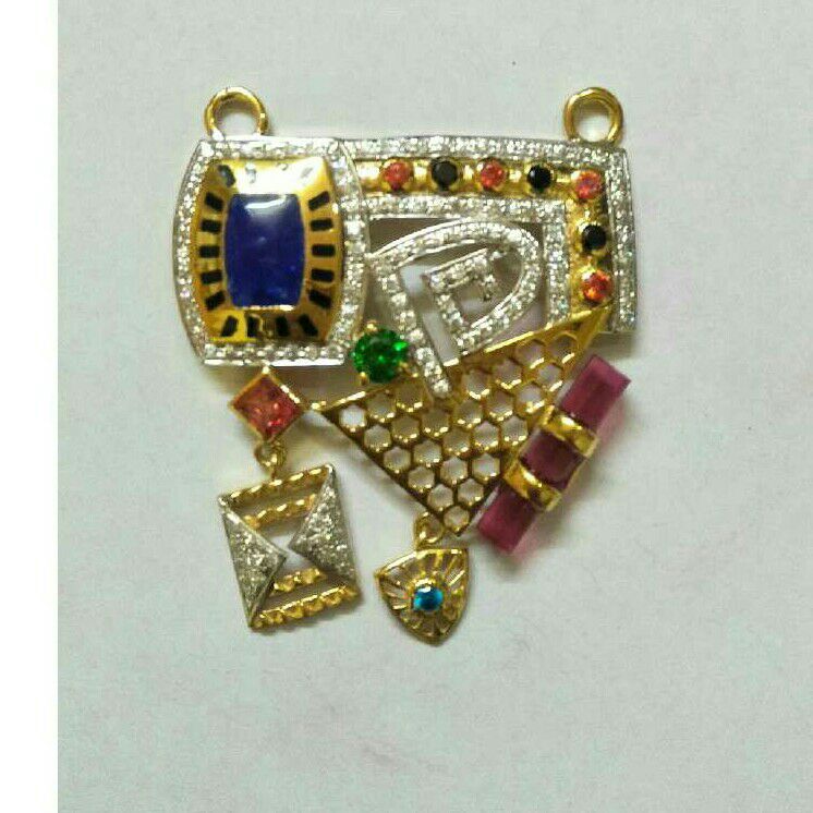 916 Gold Colorful CZ Mangalsutra Pendant - Image 2