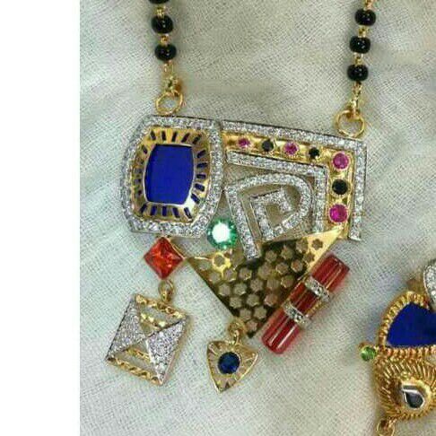 916 Gold Colorful CZ Mangalsutra Pendant