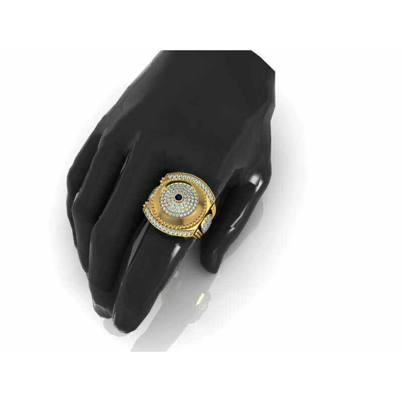 916 Gold Cz Gents Ring