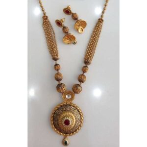 Traditional 916 Gold Jadtar Necklace Set