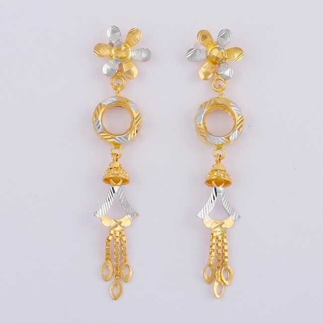 22KT Gold Natural Designer Flower Earrings