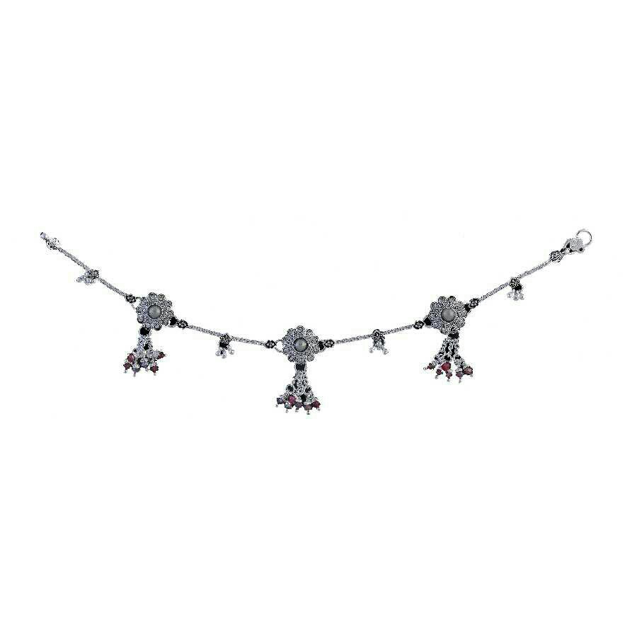 Fancy Silver Ladies Anklet
