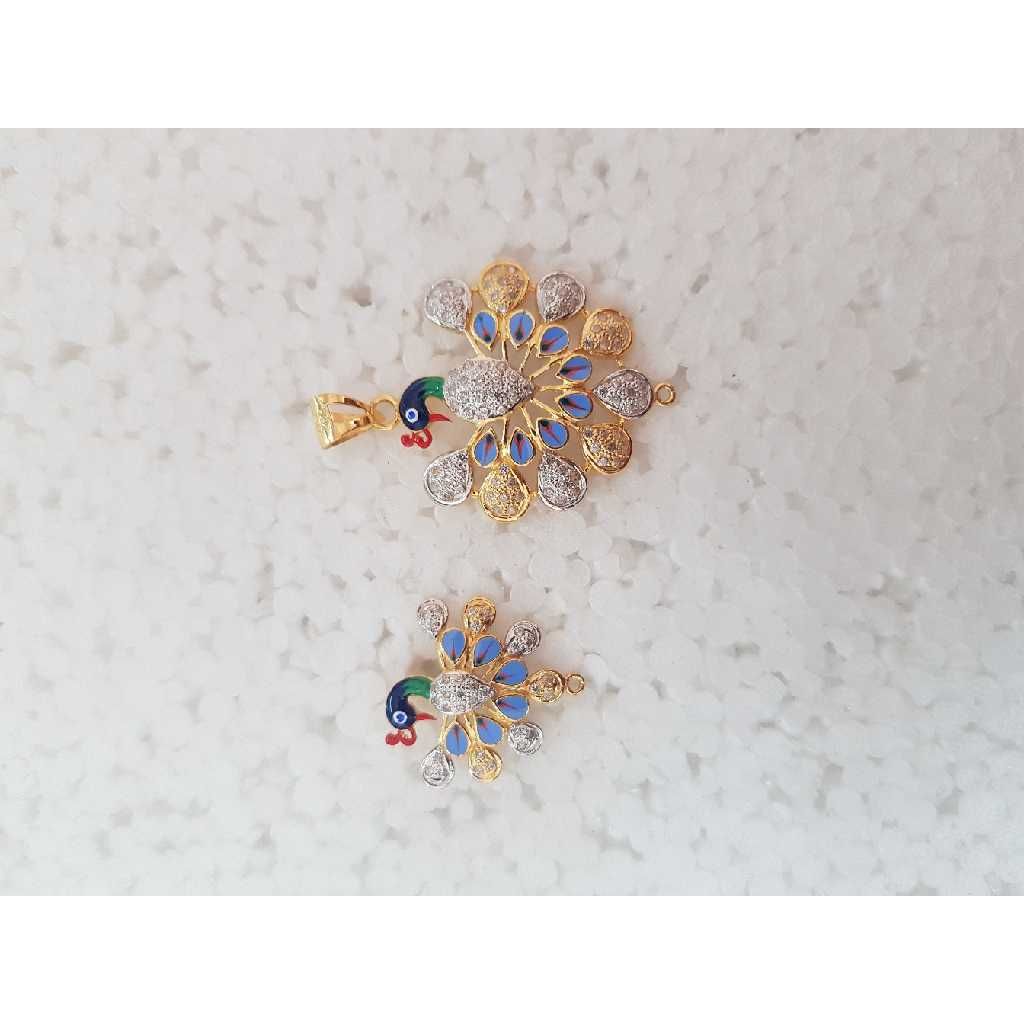 22KT Gold Colourful Design CZ Pendant - Image 3