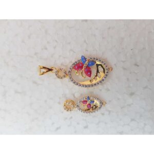 22KT Gold Colourful Design CZ Pendant