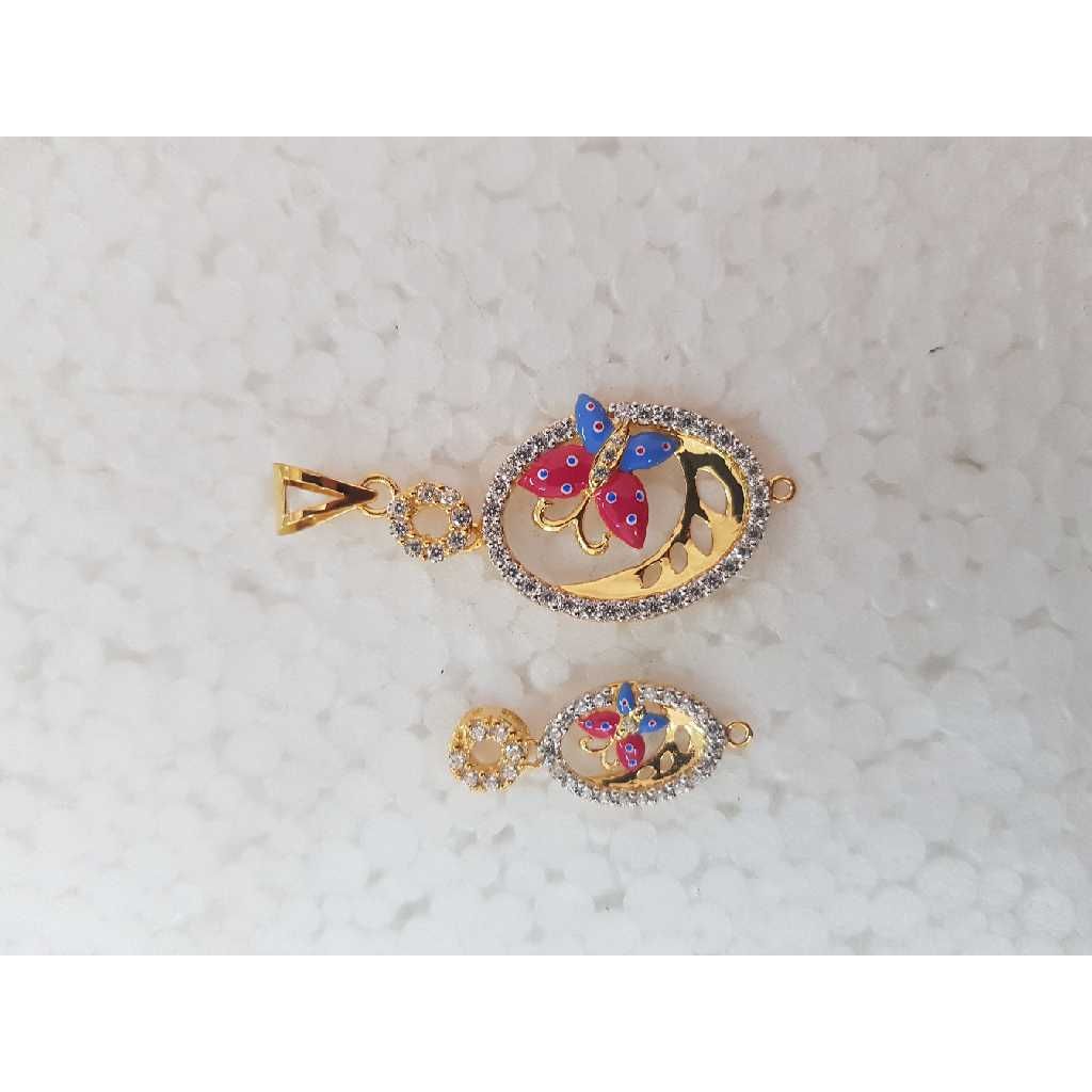 22KT Gold Colourful Design CZ Pendant - Image 2