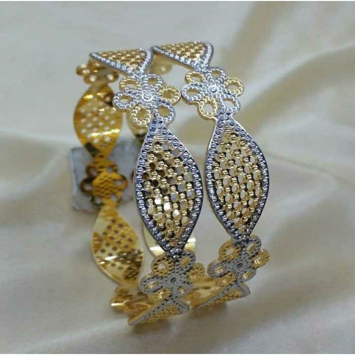 916 Gold Flower Design Design CNC Bangles