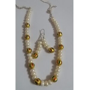 gold work pearl necklace set