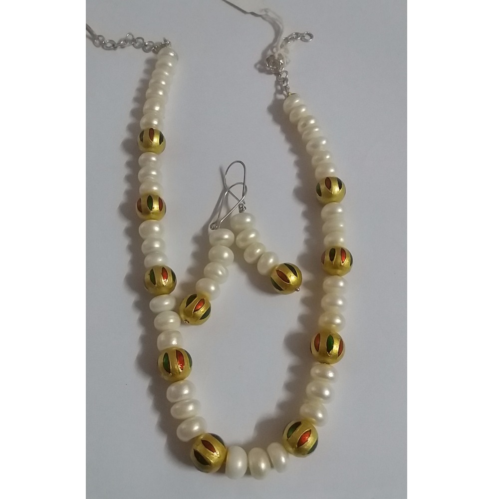 gold work pearl necklace set - Image 5