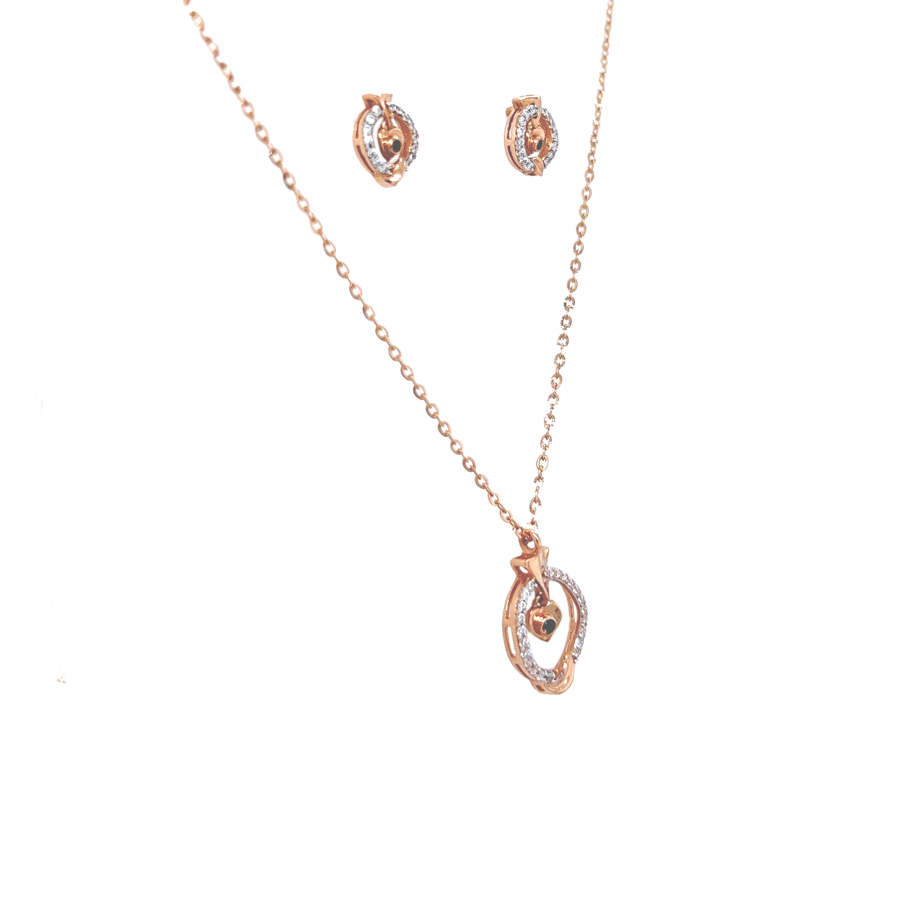Elegant Gold  Pendant And Earrings Set