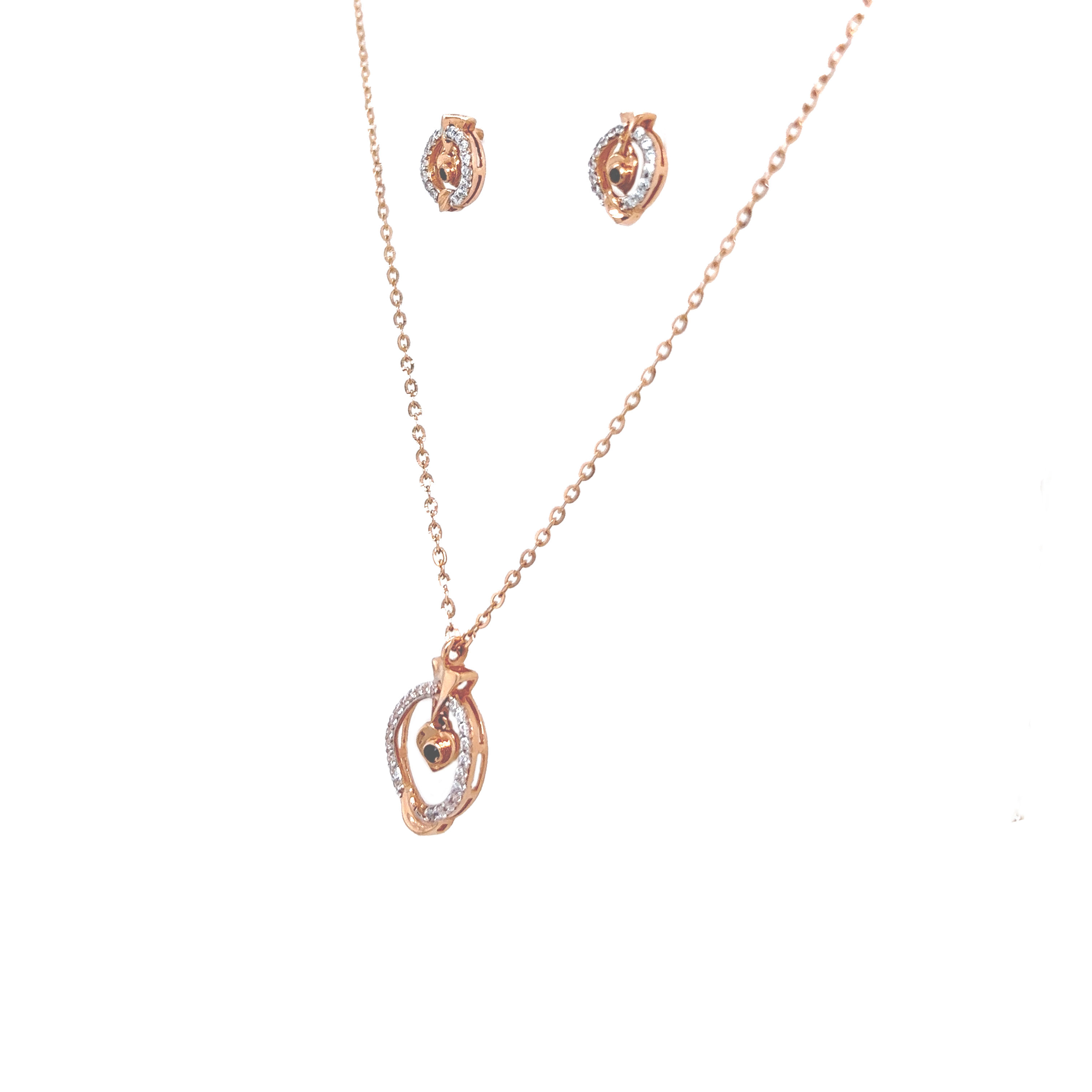 Elegant Gold  Pendant And Earrings Set