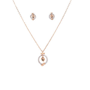 Elegant Gold Pendant And Earrings Set