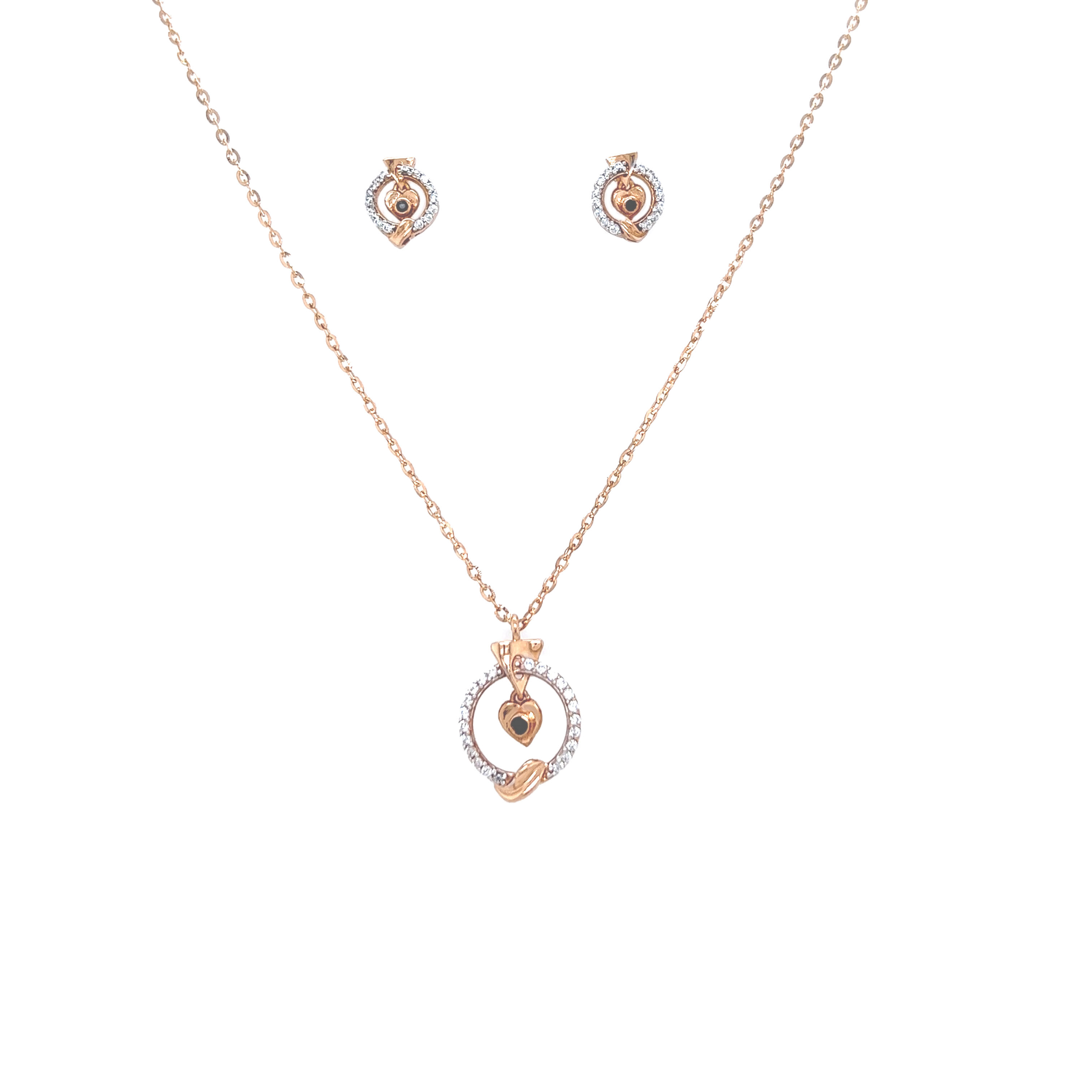 Elegant Gold Pendant And Earrings Set