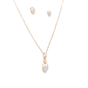 Classy Rose Gold And Diamond Pendant And Earrings Set