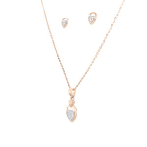 Classy Rose Gold And Diamond Pendant And Earrings Set