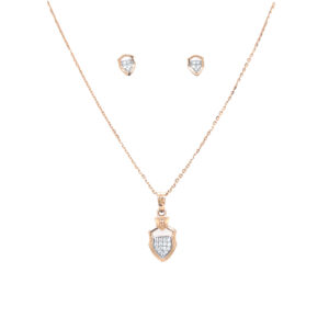 Classy Rose Gold And Diamond Pendant And Earrings Set
