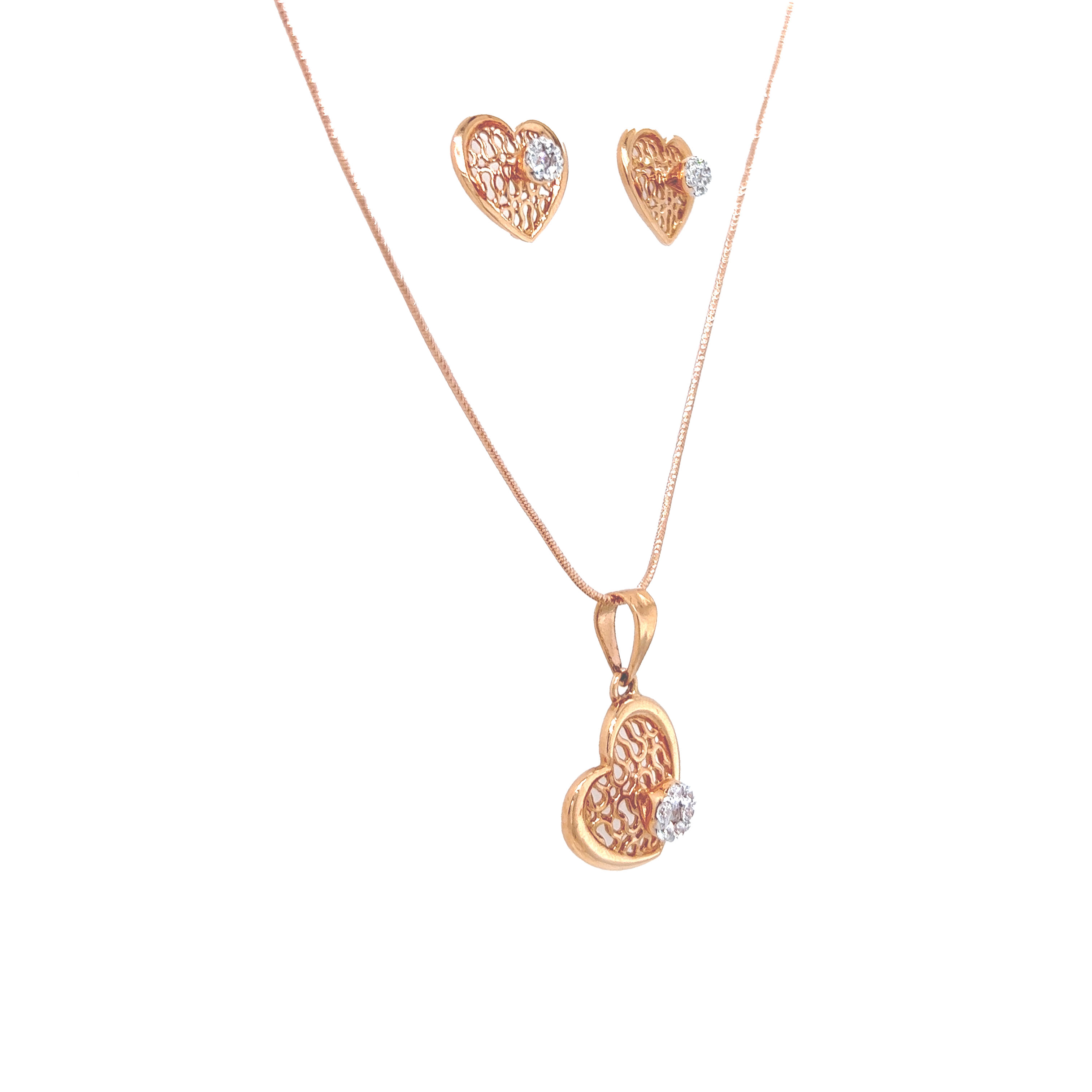 Artsy Gold Pendant And Earrings Set