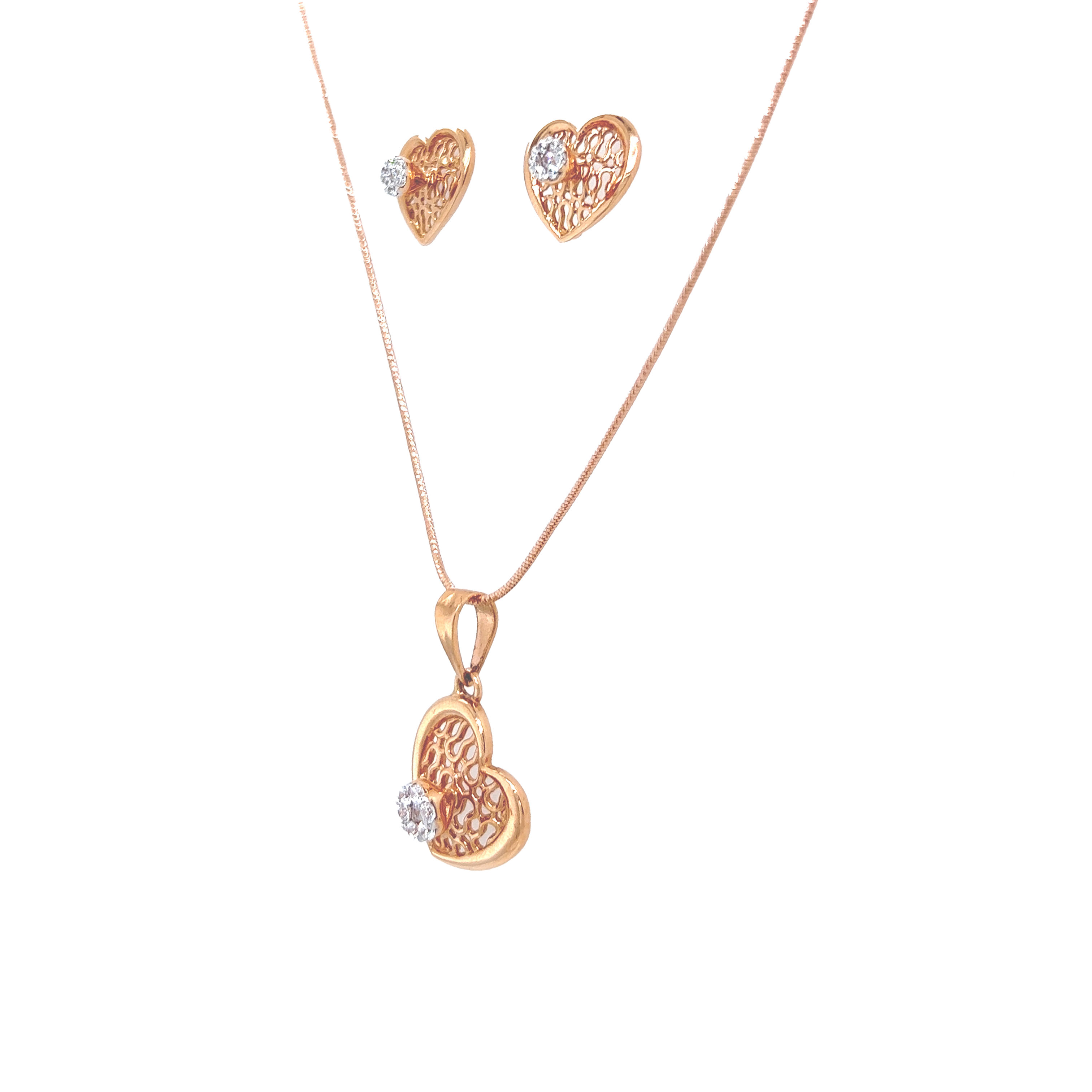 Artsy Gold Pendant And Earrings Set