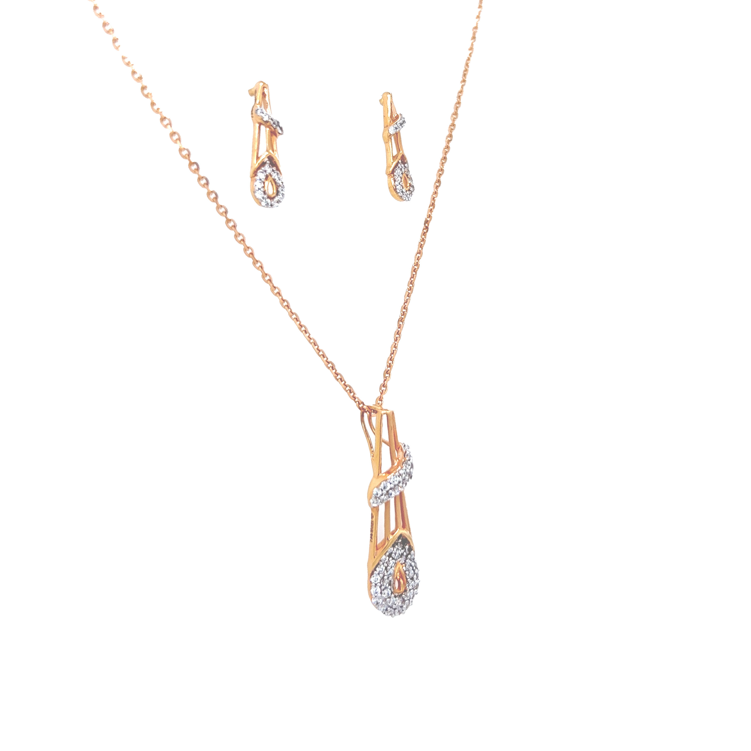 Lush Leaf Motif Gold Pendant Set