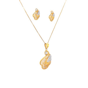 Traditional Paisley Gold Pendant And Earrings Set
